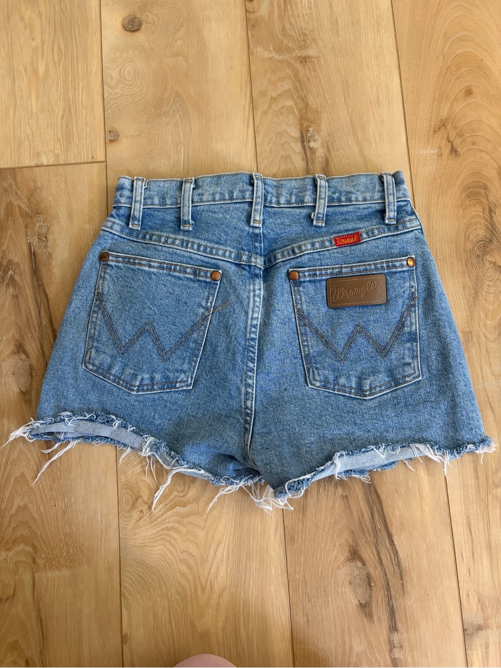 Wrangler Light Blue High-Waist Frayed Denim Cutoff Shorts